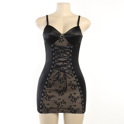 Hip Wrapping, Slim Street Shooting, Lace Splicing, Chest Bandage, Pure Desire Dress