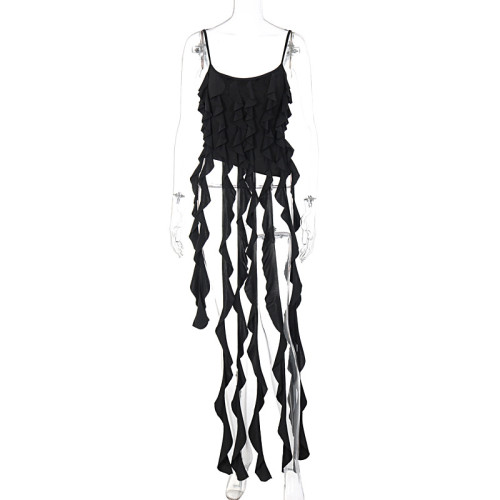 Fashion Personality Ruffles Tassels Sexy Spicy Girl Sling Vest