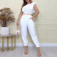 Two piece waist closing short waistcoat high waist leggings fashion casual suit