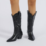 Thick Heel Medium Boots Medium Heel High Boots Women's Boots Large Size Denim Boots
