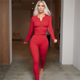Sexy round neck button top tights casual sports suit