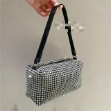 Large Rhinestone Bag Women's One Shoulder Oblique Straddle Bag Fashion Trend Pillow Full Diamond Bag Small Diamond Underarm Bag