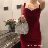 Water Diamond Vest Portable Bucket Bag Diamond Bag Chain Vegetable Basket Full Diamond One Shoulder Women's Bag