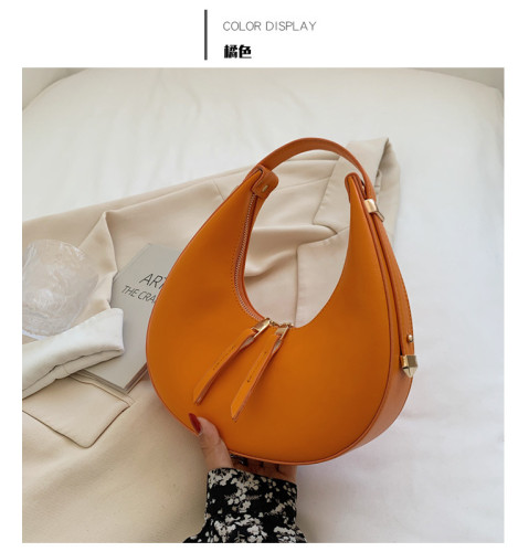 Fashion retro crescent bag Internet celebrity popular simple handbag Versatile shoulder bag