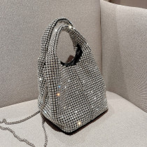 Water Diamond Vest Portable Bucket Bag Diamond Bag Chain Vegetable Basket Full Diamond One Shoulder Women's Bag