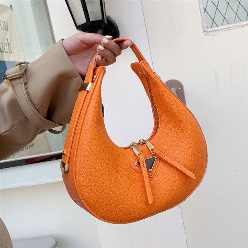 Vintage fashion handbag texture litchi pattern crescent bag simple armpit bag shoulder bag
