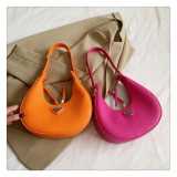 Vintage fashion handbag texture litchi pattern crescent bag simple armpit bag shoulder bag