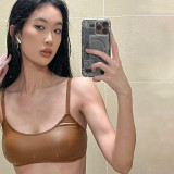 Fashionable sexy solid color slim open navel sling bra