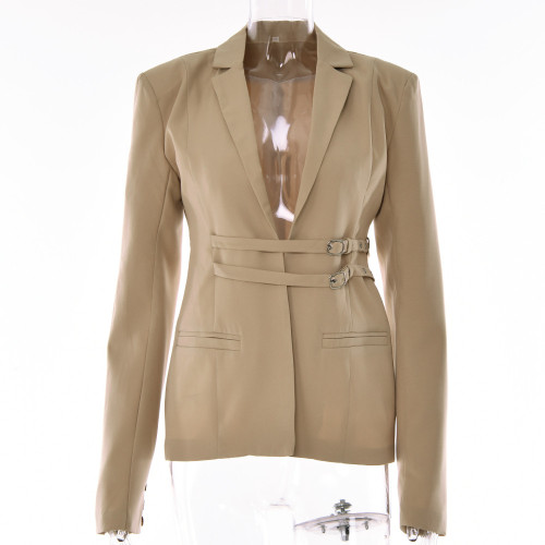 Cardigan suit jacket fashionable hot sale casual long sleeve lace up women's suit new style versatile