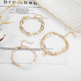 Coarse chain English letter love combination 4-piece bracelet