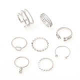 Diamond set open ring 8-piece personality set ring ring ring forefinger joint tail ring