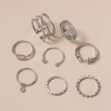 Diamond set open ring 8-piece personality set ring ring ring forefinger joint tail ring