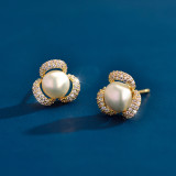 Simple Zircon Earrings s925 Sterling Silver Freshwater Pearl Earrings Women's Fashion Charm Jewelry