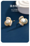 Simple Zircon Earrings s925 Sterling Silver Freshwater Pearl Earrings Women's Fashion Charm Jewelry
