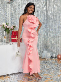 Dress Ruffle Occasion Prom Backless Sexy Sling Club Dress Long Dress