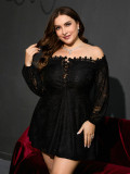 Large sexy dress wholesale source embroidered lace edge off shoulder short skirt