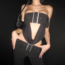 Sexy open navel bodice super short top fashionable design versatile vest