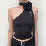 Three dimensional flower multi wear top temperament casual versatile bra vest