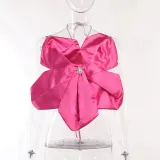 Temperament hanging neck large flower tie top open back design casual vest