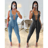 Lapel strap sexy chest tight-fitting hip jumpsuit fashion women's wear
