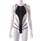 Fashion sexy mesh perspective tight-fitting hip lifting one-piece