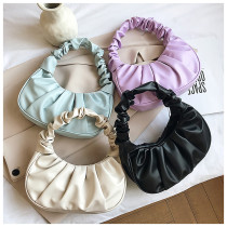 Single-shoulder dumpling bag French bag Fashion cloud bag Pleated portable underarm bag