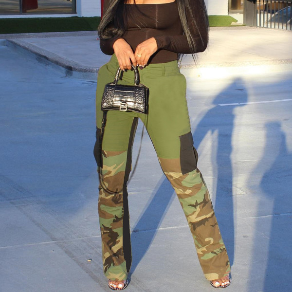 Camouflage sexy slim casual zip pocket pants