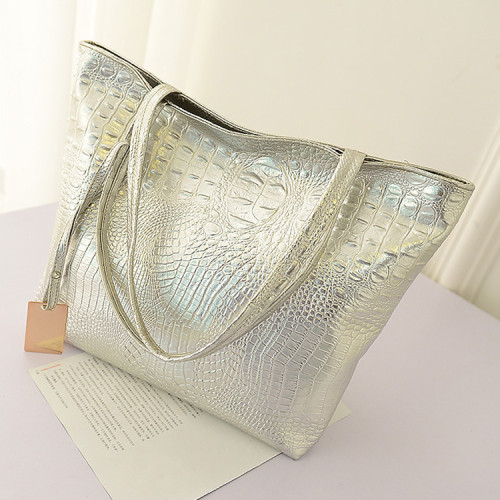 Large capacity single-shoulder PU handbag cross-border alligator pattern women's bag fashion commuter bag Tote bag