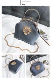 Gold velvet shell type small square bag metal love iron clip single-shoulder diagonal cross women's bag