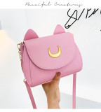 Single shoulder bag Solid color kitten bag Fashion casual messenger crescent bag