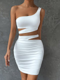 One-shoulder skirt cut-out sexy hip skirt two-piece set