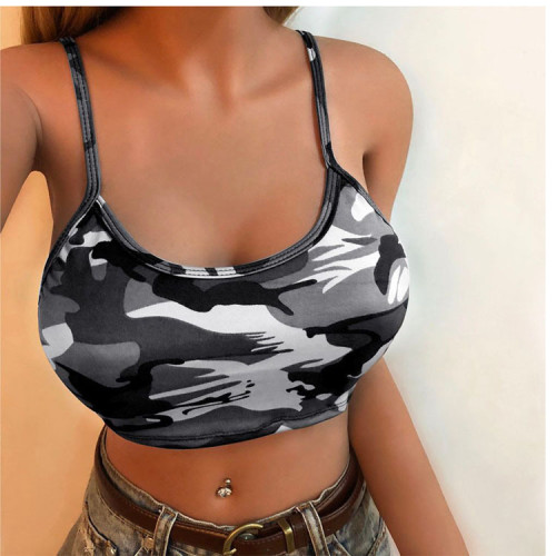 Digital printing sexy hot girl camouflage suspender ultra-short vest