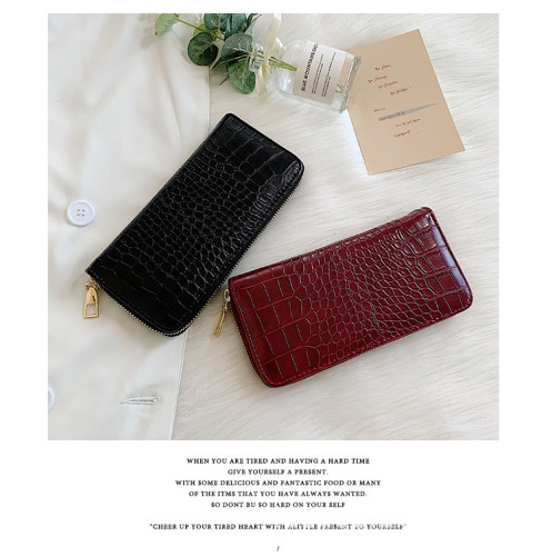 Crocodile handbag Women's purse French long zipper handbag Women's wallet wallet