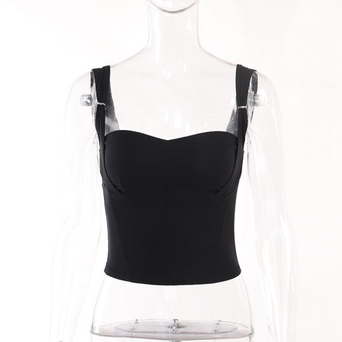 Temperament waistband Spicy Girls open back top short open navel versatile sling vest
