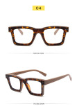 Fluorescent contrast color trend eyeglass frame fashionable simple square flat lens new TR anti-blue glasses in Europe and America