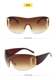 Spicy girls' sunglasses D-shaped one-piece futuristic sunglasses trend cool party glasses for men and women
