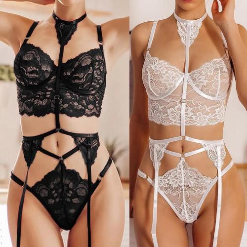 Sexy lace binding seductive three-point suit three-piece set