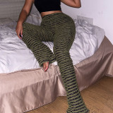 Woolen Stripe Sexy Slim Pants Fashion Casual High Waist Hip Lifting Casual Pants