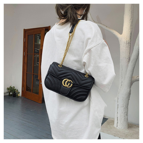 Lingge embroidered thread chain bag for women's Korean version fashionable western-style one-shoulder cross-body bag