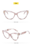 Retro modern cat eye flat lens trend contrast color rivet eye frame fashionable temperament anti-blue glasses