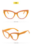 Retro modern cat eye flat lens trend contrast color rivet eye frame fashionable temperament anti-blue glasses