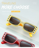Small box sunglasses for men and women retro modern imitation diamond glasses trend hip-hop net red sunglasses