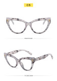 Retro modern cat eye flat lens trend contrast color rivet eye frame fashionable temperament anti-blue glasses