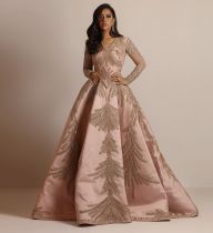 Bright cloth gilded long-sleeved dress banquet sexy evening dress