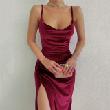 Fashion sexy slim slit sling dress