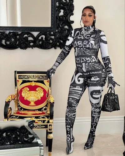 Women's letter-printed tights