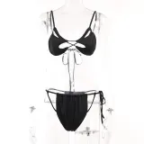 Sexy strap cut-out beach bikini hot girl swimsuit two-piece set