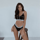 Sports bra two-piece U-shaped full-cup reverse line bra+conventional briefs shorts