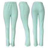 Fashion women's composite suede knitted casual flared trousers