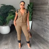 Leisure professional commuting suit sleeveless top and trousers two-piece set